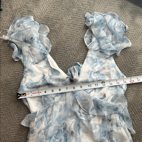 New AQUA Ruffle Trim Maxi Dress - Exclusive, Size Medium, Floral Dress - Picture 12 of 14